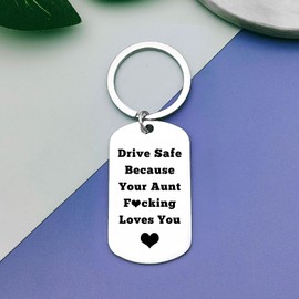 New Driver Gift Keychain for Nephew Funny 16 Birthday Gift for Niece Nephew Drive Safe Gift Niece Gifts from Aunt Nephew Gifts from Auntie New Driver Jewelry Keychain Graduation Christmas Birthday