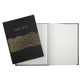 Exacompta - Ref. 47981E - ARAMY guest book - 100 plain white gold-edged pages - size 27 x 22 cm - printed cover with palm leaf motif - rose gold marking