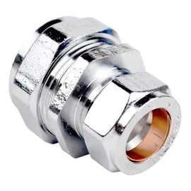 ODSUPPLIES Chrome Compression Reducing Coupling - 22mm x 15mm, Brass, WRAS Approved, 5 Year Guarantee, Pack of 2