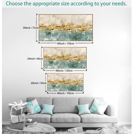 Abstract Wall Art Canvas Paintings Blue Yellow Fantasy Modern Large Framed Artwork Decor for Living Room Bedroom Office Painting Home Decor 24"x48"