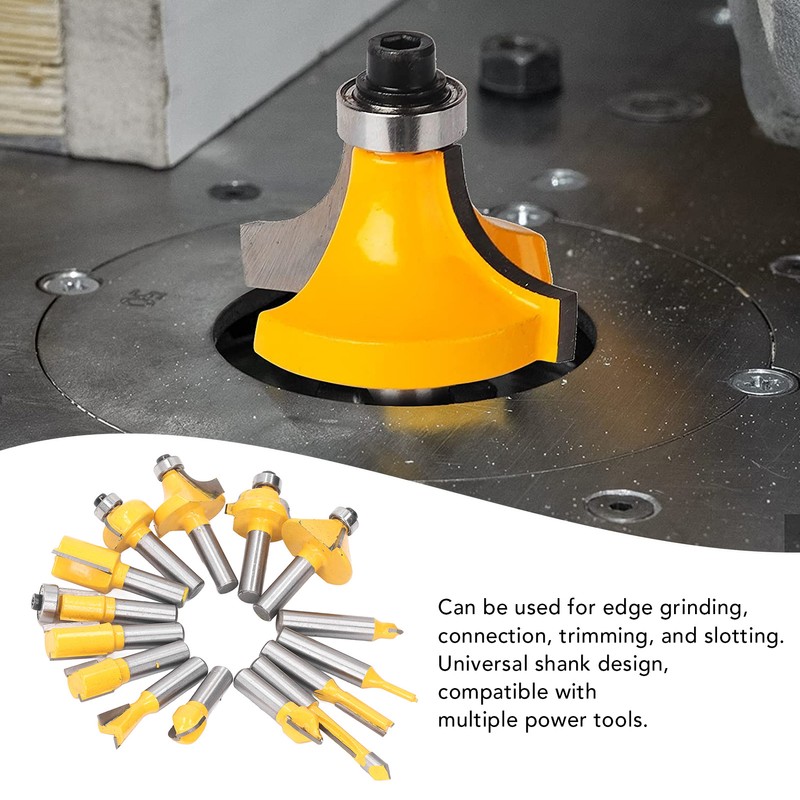 15Pcs Router Bit Straight Slotting Router Bit Cutter Tool Set