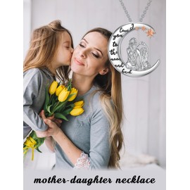 WINNICACA Mother and Daughter Necklace 925 Sterling Silver I Love You to the Moon and Back Pendant Necklace Jewellery Gifts for Mum/Daughter