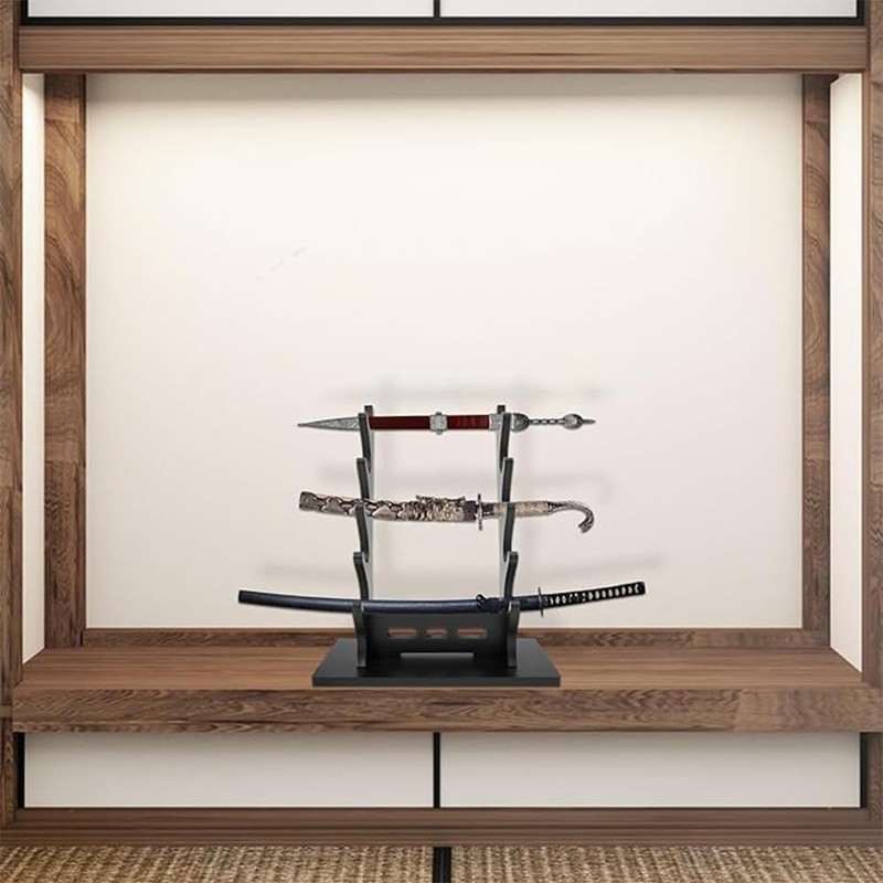 5 Tier Sword Stand Display Sword Rack Stand, Black Katana
