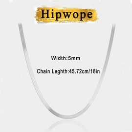 HIPWOPE 14K Gold/Silver Plated Snake Chain Necklace, Herringbone Chain for Women Gold Filled Flat Chain Necklace for Women Girls Gifts Jewellery Adjustable Necklace 3/5 mm (W) 16 Inches/18 Inches/20
