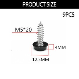 9 Pcs Number Plate Screws,Number Plate Fixings,Durable Plastic&Metal Car License-Plate Bolts Replacement Accessory Oversized Tricolor Numberplate Screw Fixing Set for Automotive(White, Yellow, Black)