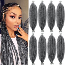 8 Packs T gray Pre-Separated Springy Afro Twist Hair Synthetic Marley Twist Braiding Hair for Black Women (24 inch, T gray)