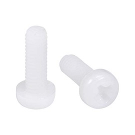 sourcing map M4x12mm Threaded Nylon Phillips Cross Pan Head Machine Screws Bolts White 50Pcs