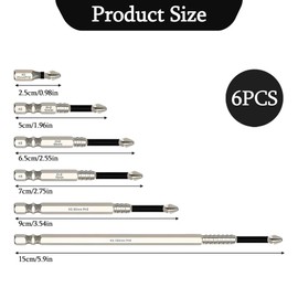 6PCS Magnetic Screwdriver Bits Drill Screwdriver Bits Magnetic Drill Bits Strong High Magnetic Anti-Slip Set Electric Precision Screwdriver Set, 25 50 65 70 90 150mm