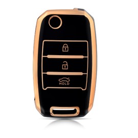 OFFCURVE Car Key Case, Key Cover, Key Cover, Protective Cover, 3 Buttons, Fits Kia Sportage Rio Sorento Carens Optima Soul Picanto Forte Cerato Ceed Venga Cadenza K3 K5