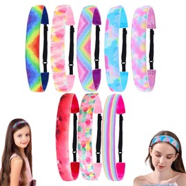 Pack of 8 Hair Bands, Non-Slip, Colourful Children's Headband, Girls' Summer Tie Dye Hair Bands, Sports Hair Band, Perfect for Sports, Dance or Other Leisure Activities