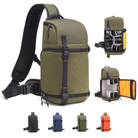 GYakeog Camera Sling Bag, Crossbody Shoulder Bag for Canon, Nikon, Sony, Fuji DSLR/SLR/Mirrorless Cameras, Photographer Photography Bag (olive green)