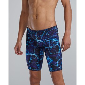TYR Men's Standard Durafast Elite Solid Jammer Swimsuit, Blue/Synapse, 26