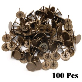 Piutouyar 30mm / 1.2 Inch Flat Head Thumb Tacks, Bronze Vintage Style Upholstery Tacks, Furniture Decor Pushpin Dia 19mm / 0.7 Inch (100Pcs)