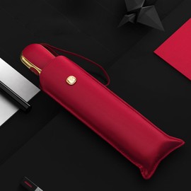 Flat Automatic Umbrella Anti UV Sun Umbrella Portable 6 Ribs Folding Parasol for Daily Use Travel Red