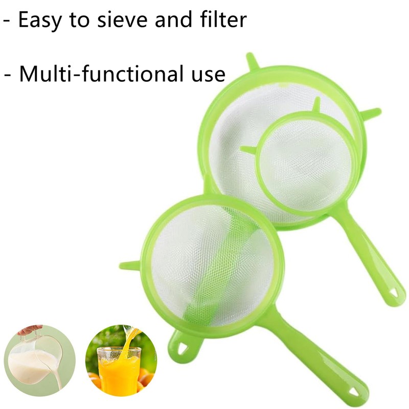 3 Pcs Plastic Strainer Universal Fine Mesh Plastic Sieve with