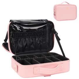 Relavel Travel Makeup Train Case Makeup Cosmetic Case Organizer Portable Artist Storage Bag with Adjustable Dividers for Cosmetics Makeup Brushes Toiletry Jewelry Digital Accessories