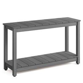 Stoog All-Weather Console Table, 2-Tier Patio Console Table Outdoor with Storage, Low Maintenance, and Never Fade or Rot, Grey