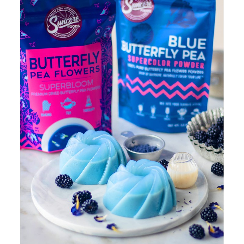Suncore Foods Dried Butterfly Pea Flowers Bloom, Caffeine-Free Tea, Gluten-Free,