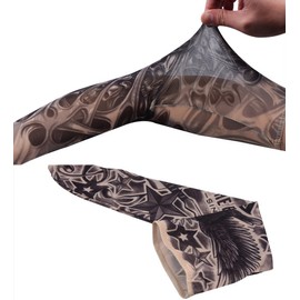 18.1x2.9x4.7" 5pcs Unisex Dark Set Elastic Slip on Fake Temporary Tattoo Sleeves Body Art Arm Sunscreen Cover up Stockings Accessories for Men and Women Outdoor Sport Cycling Driving Runnig Climbing