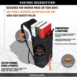 Miramrax Tactical Military Backpack Parachute Bag Flight Backpacks Day Pack Nylon Rucksacks for Men and Women for Travel Outdoor Hiking Camping Trekking Climbing College Black