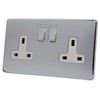 Discount Electrix 2 Gang Plug Socket Polished Chrome Screwless Flat