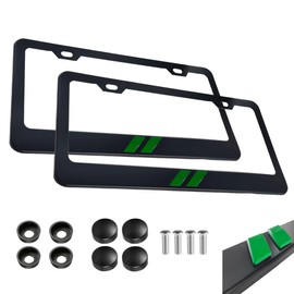 2PCS Black License Plate Frames in 3D Letters Aluminum Alloy Car License Plate Holders Compatible with Dodge Challenger Charger Durango RAM (Green)