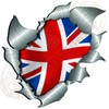 medium size Union Flag Metal Rip Open Sticker