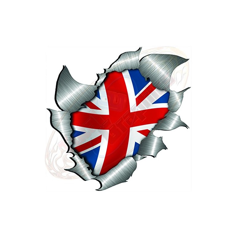 medium size Union Flag Metal Rip Open Sticker