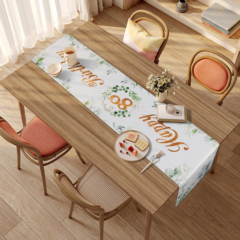 BEKOIUP Happy 80th Birthday Table Runners Green, 80th Birthday Table