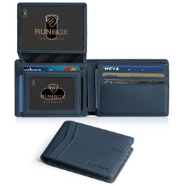 RUNBOX RUNBOX Men's Wallets Slim Rfid Leather 2 ID Window With Gift Box