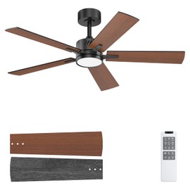 Ohniyou 48'' Ceiling Fans with Lights and Remote, 6 Speeds, 3 Colors & Dimmable LED Light, Reversible DC Motor Ceiling Fan with Walnut Blades