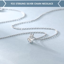 KRKC & CO Moissanite Women's Necklace, 925 Silver, Single Diamond Necklace, Moissanite Pendant, 6 Claws, 0.5/1/2/3 Ct, Hypoallergenic, White Gold Plated, Adjustable Length, Popular Gift, Sterling