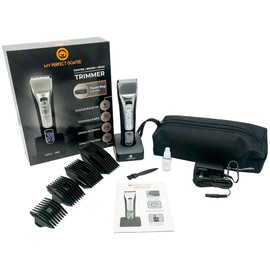 My Perfect Goatee Cordless Trimmer for Beard, Body, Head - Extra Sharp Blades, Travel Bag, 36 Unique Lengths (1-26.9mm), Waterproof, 7000 RPM Motor, 8 Comb Lengths with Incremental Sizes