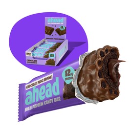 ahead Protein Riegel | Fudge Brownie | 14x 45g Extra softer Protein Riegel mit cremigem Kern | Low Carb Eiweißriegel ohne Zuckerzusatz & ohne Palmöl