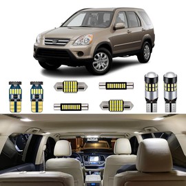 AUTOGINE 7 Piece White LED Interior Lights Kit for Honda CR-V CRV 2002 2003 2004 2005 2006 Super Bright 6000K Interior LED Light Bulb Package + Install Tool