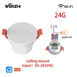 Presence Sensor, WenzhiIoT Smart Motion Sensor WiFi 24 GHz Radar MmWave Presence Sensor Movement Body Motion Detection for Lighting 110/220V Wireless Switch Celling Mount Tuya Smart Life Home