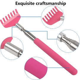 CERRXIAN Portable Extendable Back Scratcher, Telescopic Back Scratcher for Women, Metal Stainless Steel Back Scratcher, Massager with Rubber Handle for (4 Knots)