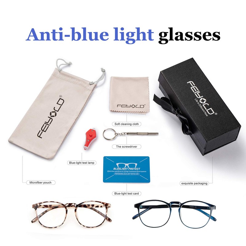 FEIYOLD Blue Light Blocking Glasses Women/Men,Retro Round Anti Eyestrain Computer