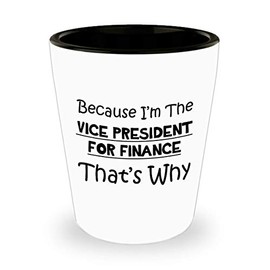 Vice President for Finance Shotglass Novelty Gifts - VP of Financial Operations Office Desk Decor - Funny Cute Gag Chief Officer CFO VPF Appreciation - Shot Glass Drinkware - Because Thats Why