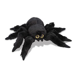 Puzzled Black Spider Plush, 7 Inch Collectible Decorative Big Eyes Tarantula Stuffed Toy Soft Take A Long Plushie Pillow Squishes Washable Cushy Mini Doll Creepy Crawlies Themed Kids Toys & Games
