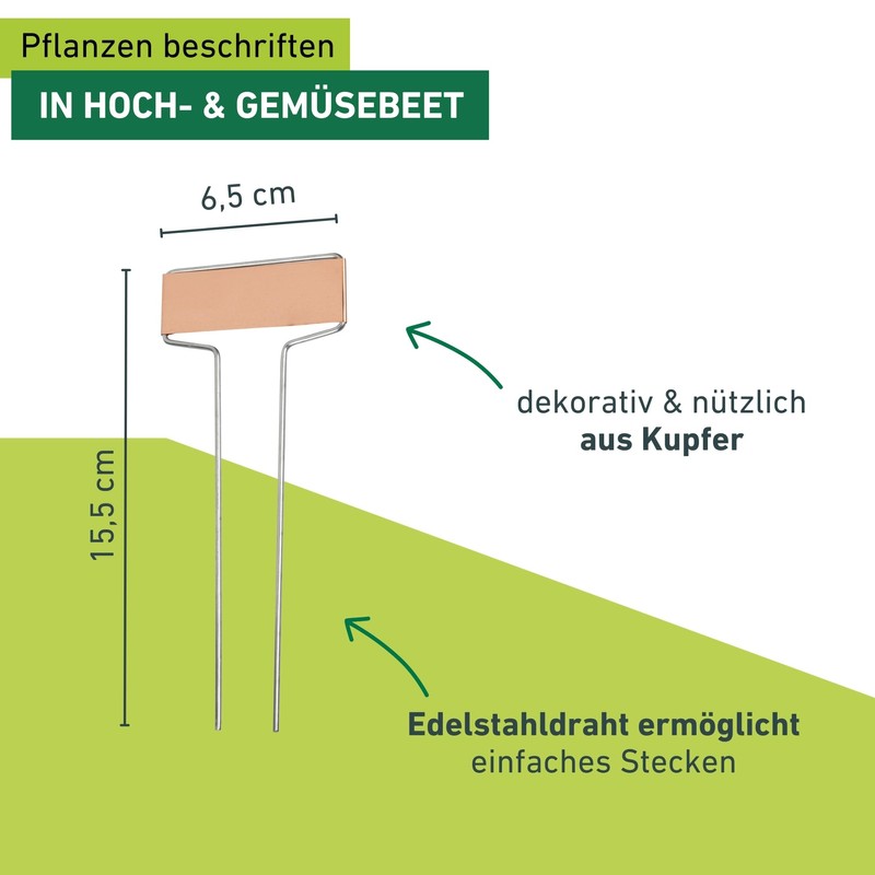 Windhager Copper Plant Signs, Plug-in Signs, Plant Stakes, Plug-in Labels,