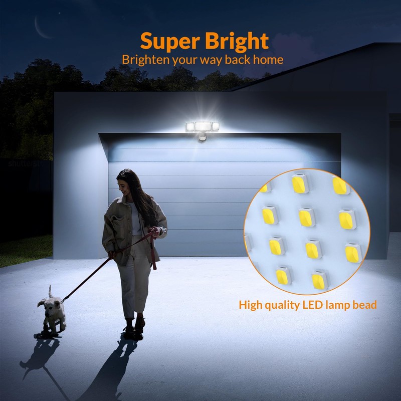 LEPOWER 1600LM LED Solar Security Lights Motion Outdoor, 5500K White