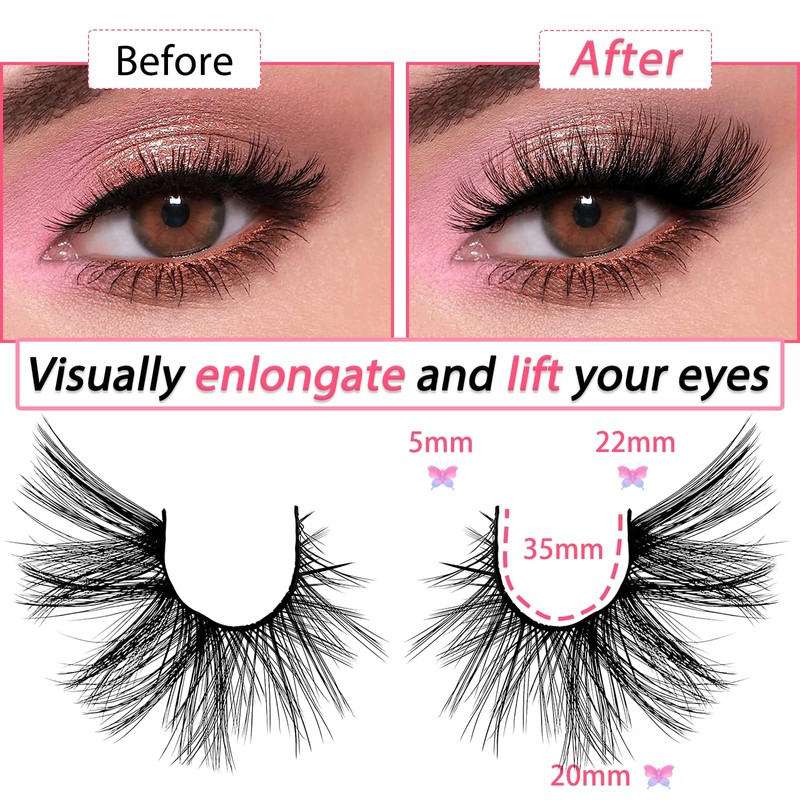 3D False Eyelashes, Cat's Eye, Natural Artificial Eyelash Extensions Set,