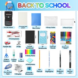 Gilprop Back to School Supplies Kit for Student 7-12 Grades Middle High School Backpack Back to School Supplies Bag Set Elementary Essential Bundle Bulk Essentials Includes calculators markers.(1 Set)