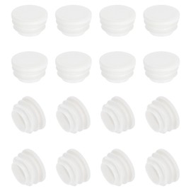 PATIKIL Round Plastic Plug, 16 Pcs 1 Inch/25mm Tubing Insert End Caps Plastic Plug Cap for Round Tubes Chair Legs Furniture Metal Tubing Hardware Plugs Fences, White