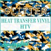 GLITTER DIGITAL CAMO PATTERN HTV 12"x18" in Royal Blue, Athletic