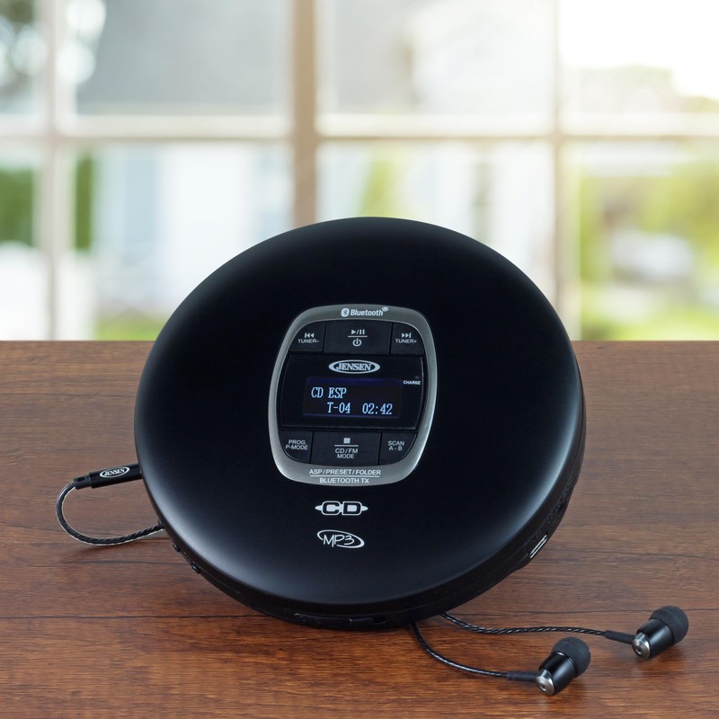 Jensen Portable CD Player Bluetooth 5.0 for Car with FM
