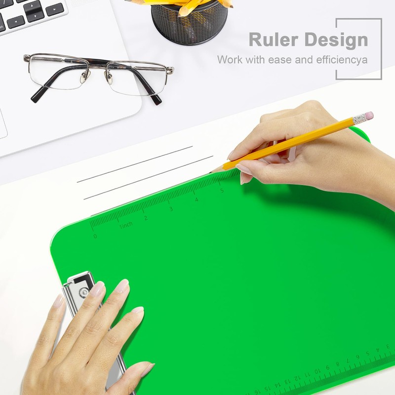 Piasoenc Plastic Clipboards, Translucent Clip Board with Low Profile, Green