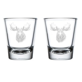 Set of 2 Shot Glasses 1.75oz Shot Glass Gift Moose Head