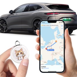 GPS Tracker for Vehicles - Real-Time Tracking Device with Global Coverage for Cars, Kids, Cats, and Dogs - No Subscription, Monthly Fees, or SIM Card Required （Cat Style）